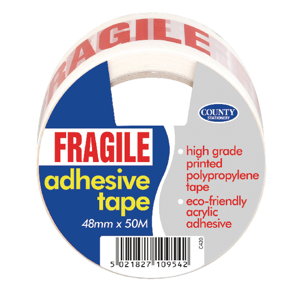 county adhesive tape fragile 6 pack c420